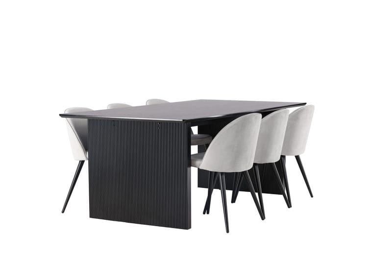 Vail Matbord 200 cm med 6 Velvet Köksstol Sammet - Möbler - Bord & matgrupp - Matgrupp