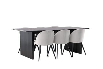 Vail Matbord 200 cm med 6 Velvet Köksstol Sammet - Möbler - Bord & matgrupp - Matgrupp