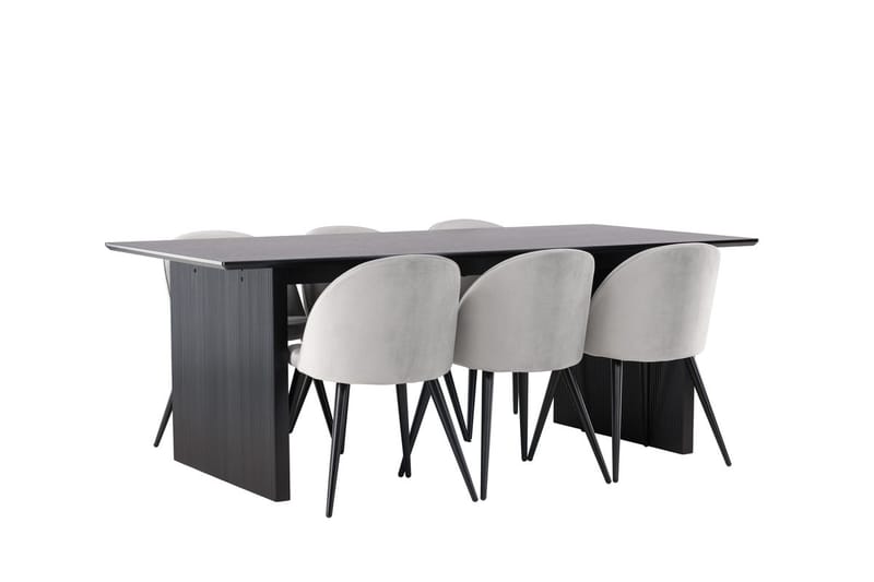Vail Matbord 200 cm med 6 Velvet Köksstol Sammet - Möbler - Bord & matgrupp - Matgrupp