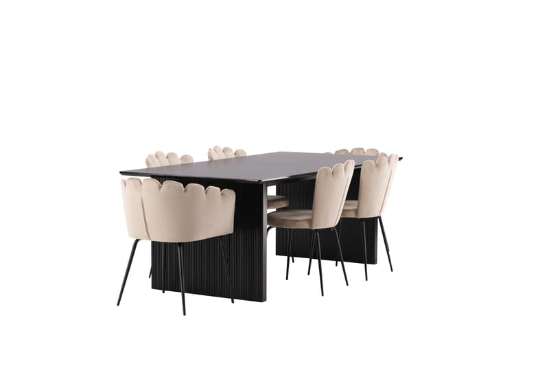 Vail Matgrupp 200 cm Rektangulär med 4 Limhamn stolar - Beige - Möbler - Bord & matgrupp - Matgrupp