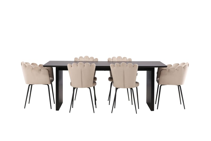 Vail Matgrupp 200 cm Rektangulär med 4 Limhamn stolar, Beige