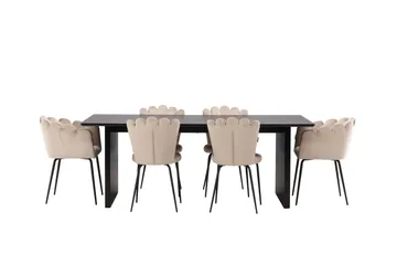 Vail Matgrupp 200 cm Rektangulär med 4 Limhamn stolar - Beige - Möbler - Bord & matgrupp - Matgrupp