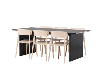 Vail Matgrupp 200 cm Rektangulär med 6 Åstol stolar - Svart - Möbler - Bord & matgrupp - Matgrupp