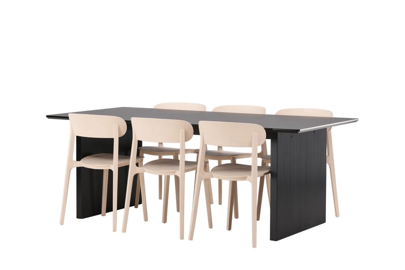 Vail Matgrupp 200 cm Rektangulär med 6 Åstol stolar - Svart - Möbler - Bord & matgrupp - Matgrupp