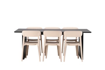 Vail Matgrupp 200 cm Rektangulär med 6 Åstol stolar - Svart - Möbler - Bord & matgrupp - Matgrupp