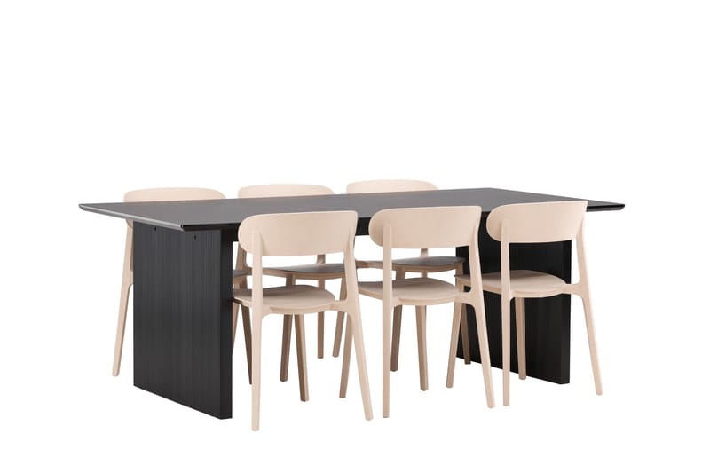 Vail Matgrupp 200 cm Rektangulär med 6 Åstol stolar - Svart - Möbler - Bord & matgrupp - Matgrupp
