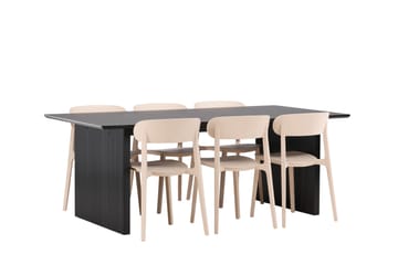 Vail Matgrupp 200 cm Rektangulär med 6 Åstol stolar - Svart - Möbler - Bord & matgrupp - Matgrupp