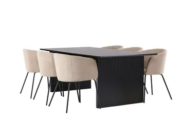 Vail Matgrupp 200 cm Rektangulär med 6 Berit stolar - Beige - Möbler - Bord & matgrupp - Matgrupp