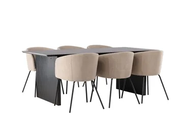 Vail Matgrupp 200 cm Rektangulär med 6 Berit stolar - Beige - Möbler - Bord & matgrupp - Matgrupp