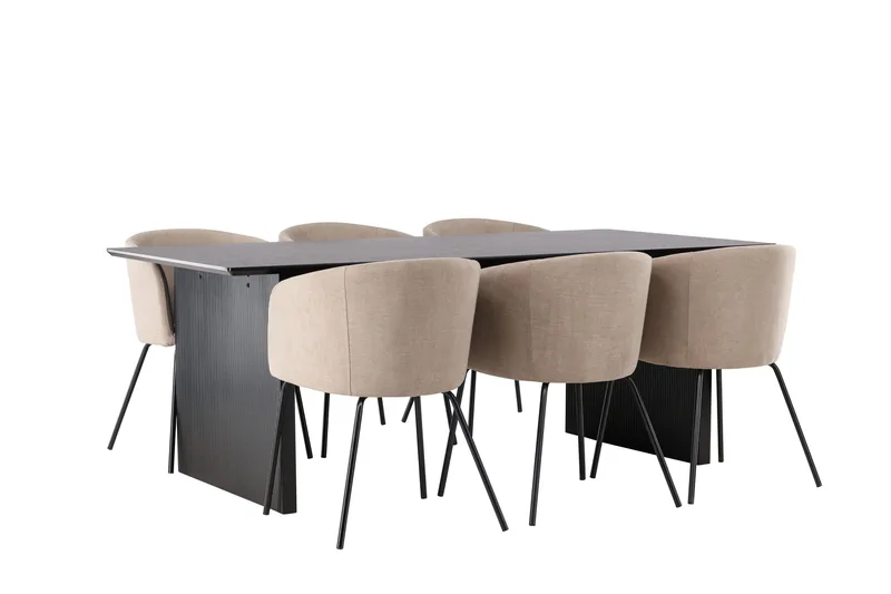 Vail Matgrupp 200 cm Rektangulär med 6 Berit stolar - Beige - Möbler - Bord & matgrupp - Matgrupp