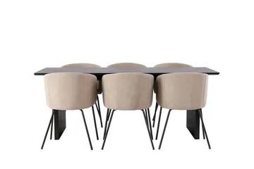 Vail Matgrupp 200 cm Rektangulär med 6 Berit stolar - Beige - Möbler - Bord & matgrupp - Matgrupp