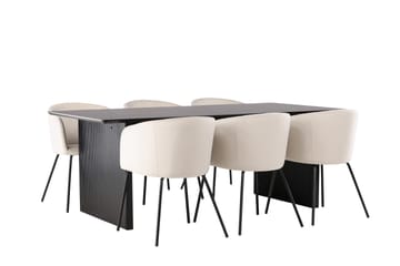 Vail Matgrupp 200 cm Rektangulär med 6 Berit stolar - Beige - Möbler - Bord & matgrupp - Matgrupp