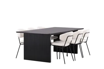 Vail Matgrupp 200 cm Rektangulär med 6 Chico Stolar - Svart - Möbler - Bord & matgrupp - Matgrupp