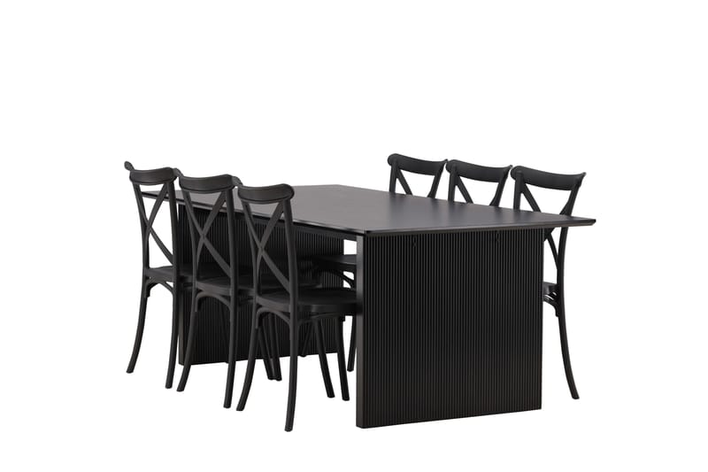 Vail Matgrupp 200 cm Rektangulär med 6 Crosett stolar - Svart - Möbler - Bord & matgrupp - Matgrupp