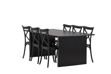 Vail Matgrupp 200 cm Rektangulär med 6 Crosett stolar - Svart - Möbler - Bord & matgrupp - Matgrupp