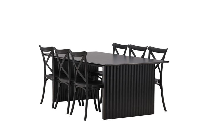 Vail Matgrupp 200 cm Rektangulär med 6 Crosett stolar - Svart - Möbler - Bord & matgrupp - Matgrupp