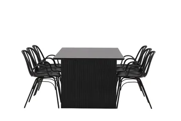 Vail Matgrupp 200 cm Rektangulär med 6 Dyrön stolar - Svart - Möbler - Bord & matgrupp - Matgrupp
