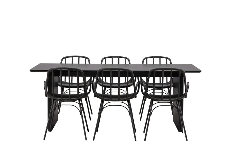 Vail Matgrupp 200 cm Rektangulär med 6 Dyrön stolar, Svart
