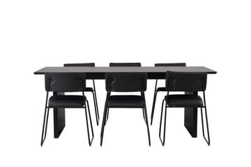 Vail Matgrupp 200 cm Rektangulär med 6 Kenth Stolar - Svart - Möbler - Bord & matgrupp - Matgrupp