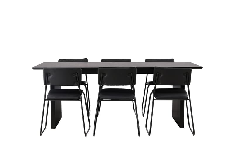 Vail Matgrupp 200 cm Rektangulär med 6 Kenth Stolar - Svart - Möbler - Bord & matgrupp - Matgrupp