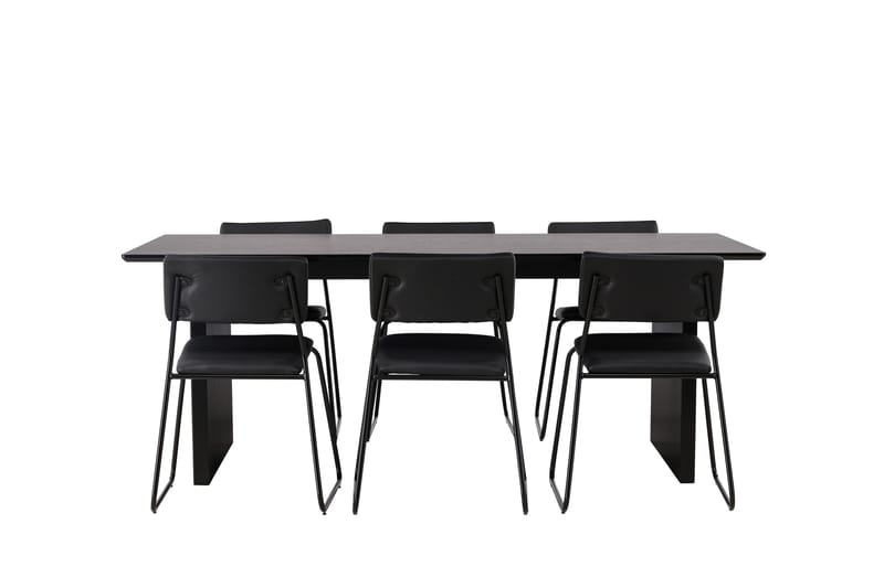 Vail Matgrupp 200 cm Rektangulär med 6 Kenth Stolar, Svart