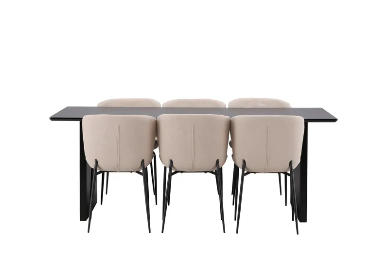 Vail Matgrupp 200 cm Rektangulär med 6 Modesto stolar, Beige