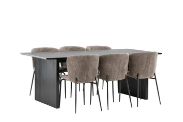Vail Matgrupp 200 cm Rektangulär med 6 Modesto stolar - Svart - Möbler - Bord & matgrupp - Matgrupp