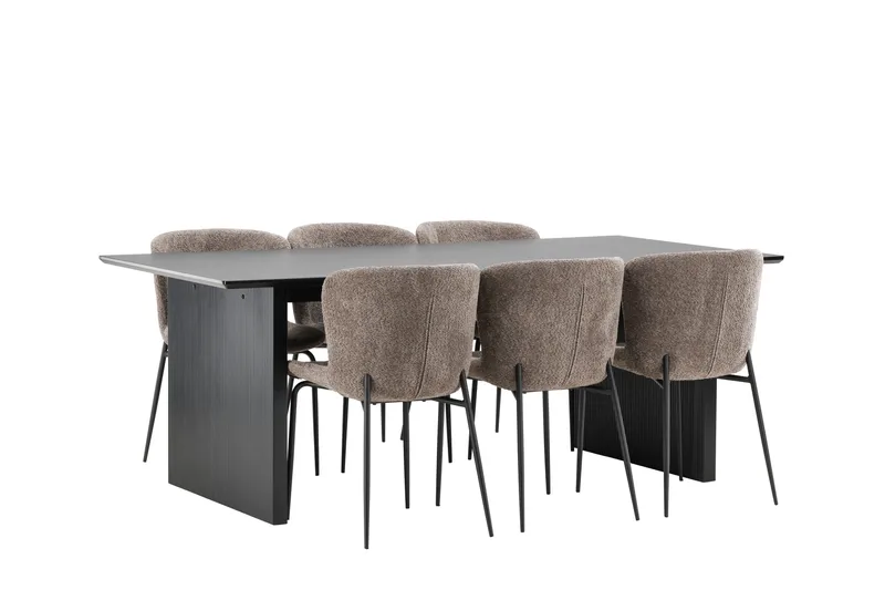 Vail Matgrupp 200 cm Rektangulär med 6 Modesto stolar - Svart - Möbler - Bord & matgrupp - Matgrupp