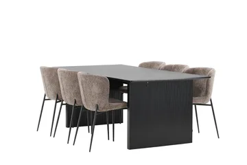 Vail Matgrupp 200 cm Rektangulär med 6 Modesto stolar - Svart - Möbler - Bord & matgrupp - Matgrupp
