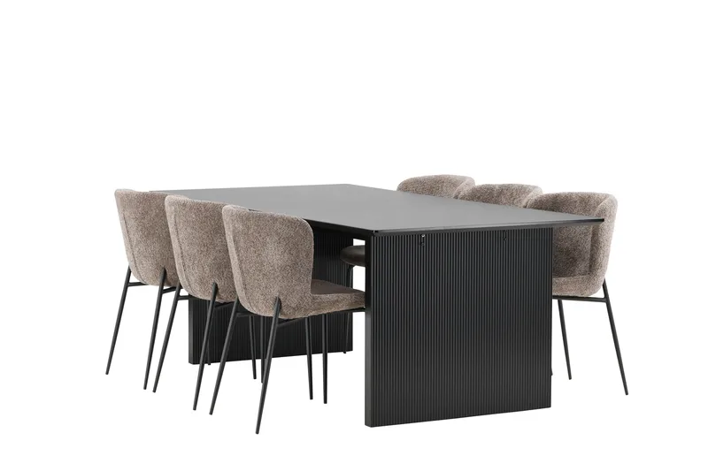 Vail Matgrupp 200 cm Rektangulär med 6 Modesto stolar - Svart - Möbler - Bord & matgrupp - Matgrupp
