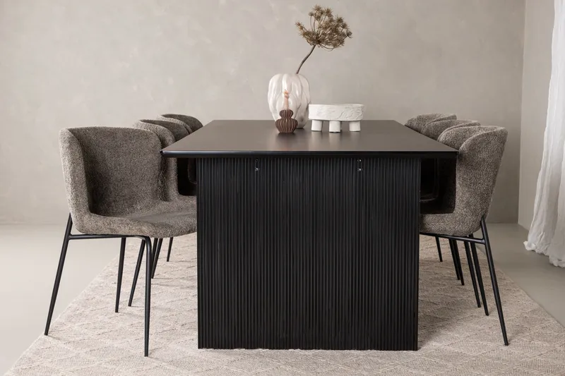 Vail Matgrupp 200 cm Rektangulär med 6 Modesto stolar - Svart - Möbler - Bord & matgrupp - Matgrupp