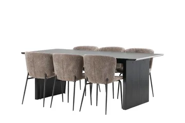 Vail Matgrupp 200 cm Rektangulär med 6 Modesto stolar - Svart - Möbler - Bord & matgrupp - Matgrupp