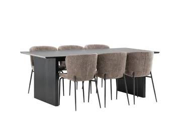 Vail Matgrupp 200 cm Rektangulär med 6 Modesto stolar - Svart - Möbler - Bord & matgrupp - Matgrupp