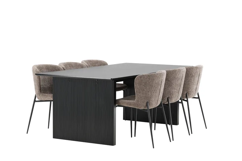 Vail Matgrupp 200 cm Rektangulär med 6 Modesto stolar - Svart - Möbler - Bord & matgrupp - Matgrupp