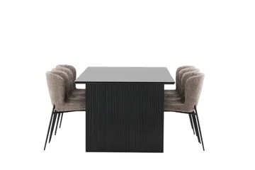 Vail Matgrupp 200 cm Rektangulär med 6 Modesto stolar - Svart - Möbler - Bord & matgrupp - Matgrupp