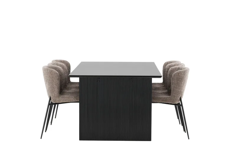 Vail Matgrupp 200 cm Rektangulär med 6 Modesto stolar - Svart - Möbler - Bord & matgrupp - Matgrupp