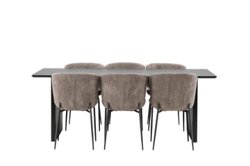 Vail Matgrupp 200 cm Rektangulär med 6 Modesto stolar - Svart - Möbler - Bord & matgrupp - Matgrupp