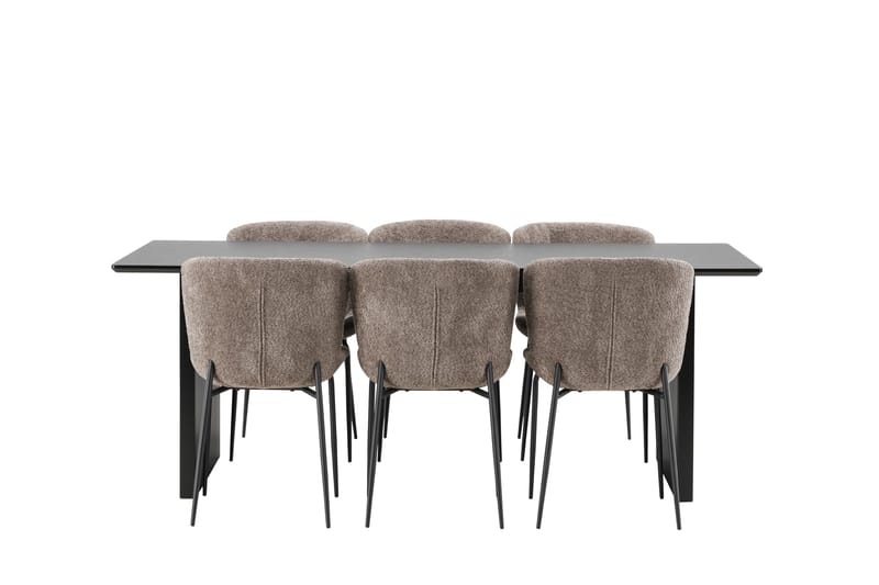 Vail Matgrupp 200 cm Rektangulär med 6 Modesto stolar - Svart - Möbler - Bord & matgrupp - Matgrupp