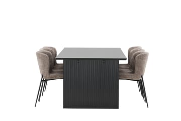 Vail Matgrupp 200 cm Rektangulär med 6 Modesto stolar - Svart - Möbler - Bord & matgrupp - Matgrupp