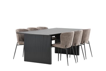 Vail Matgrupp 200 cm Rektangulär med 6 Modesto stolar - Svart - Möbler - Bord & matgrupp - Matgrupp