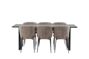 Vail Matgrupp 200 cm Rektangulär med 6 Modesto stolar - Svart - Möbler - Bord & matgrupp - Matgrupp