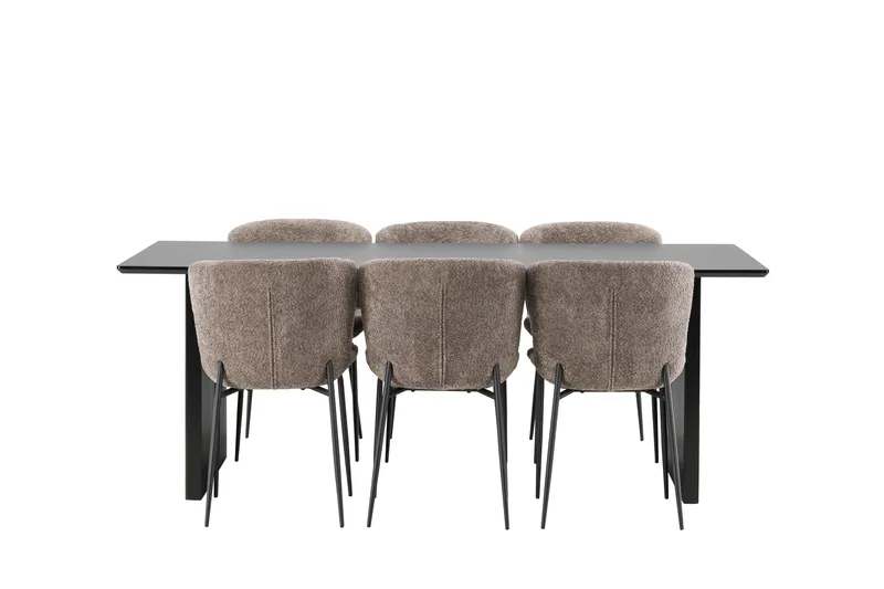Vail Matgrupp 200 cm Rektangulär med 6 Modesto stolar - Svart - Möbler - Bord & matgrupp - Matgrupp