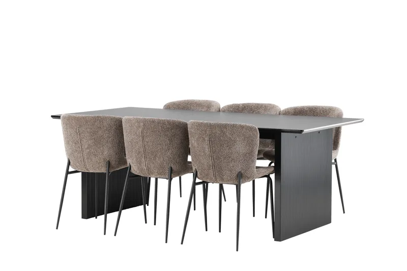 Vail Matgrupp 200 cm Rektangulär med 6 Modesto stolar - Svart - Möbler - Bord & matgrupp - Matgrupp