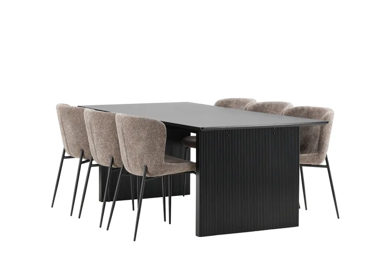 Vail Matgrupp 200 cm Rektangulär med 6 Modesto stolar - Svart - Möbler - Bord & matgrupp - Matgrupp