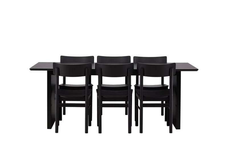 Vail Matgrupp 200 cm Rektangulär med 6 Montros stolar, Svart