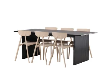 Vail Matgrupp 200 cm Rektangulär med 6 Ursholmen stolar - Beige - Möbler - Bord & matgrupp - Matgrupp