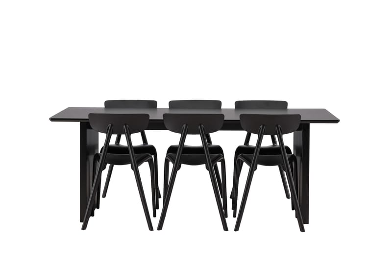 Vail Matgrupp 200 cm Rektangulär med 6 Ursholmen stolar, Svart