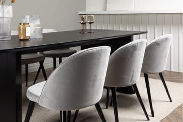 Vail Matgrupp 200 cm Rektangulär med 6 Velvet stolar - Svart - Möbler - Bord & matgrupp - Matgrupp
