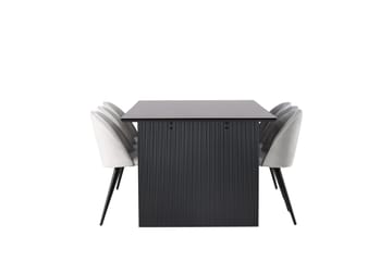 Vail Matgrupp 200 cm Rektangulär med 6 Velvet stolar - Svart - Möbler - Bord & matgrupp - Matgrupp
