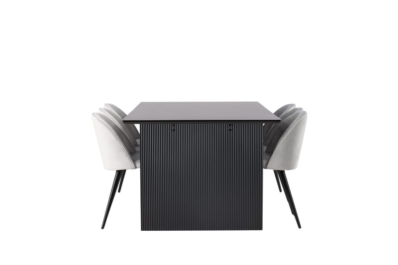 Vail Matgrupp 200 cm Rektangulär med 6 Velvet stolar - Svart - Möbler - Bord & matgrupp - Matgrupp